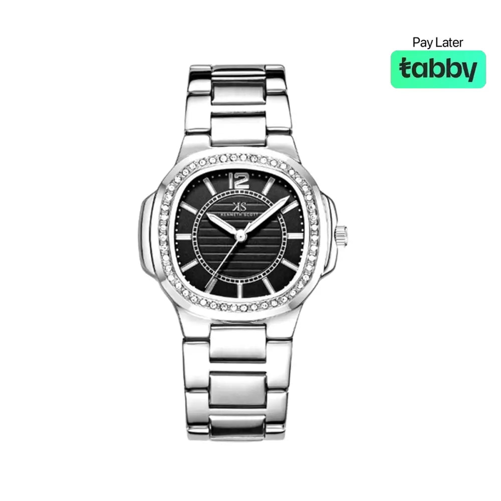 Kenneth Scott Women’s Black Dial Analog Watch - K24507-SBSB