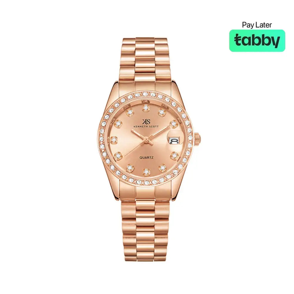 Kenneth Scott Women’s Rose Gold Dial Analog Watch - K23545-RBKK