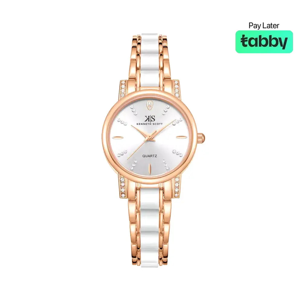 Kenneth Scott Women’s White Dial Analog Watch - K23547-KCWW