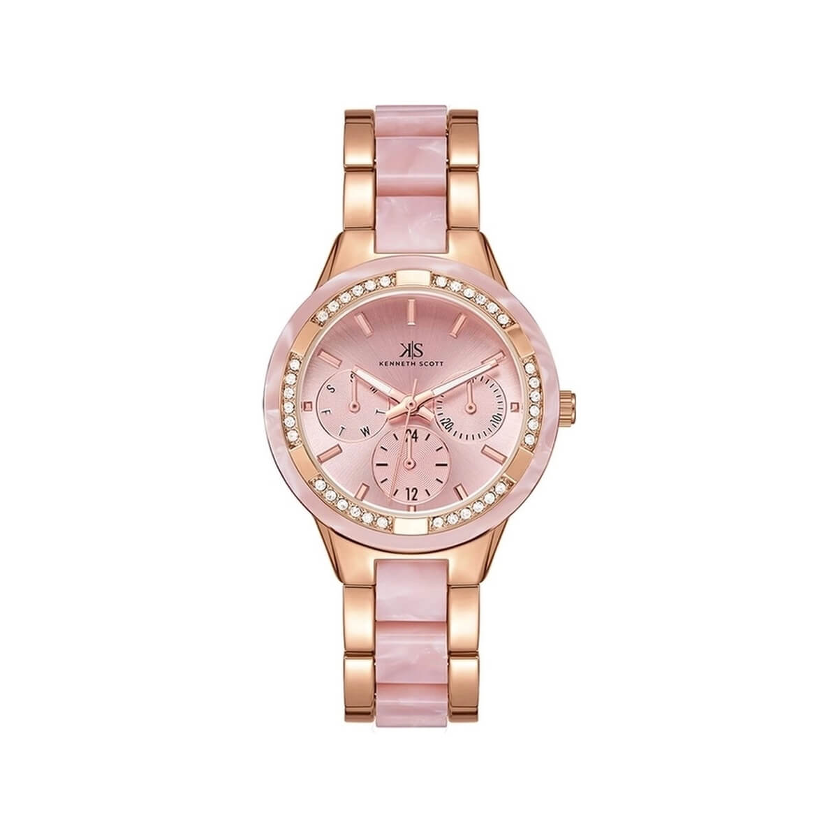 Kenneth Scott Women's Multi Function Pink Dial Watch - K24604-RCPP