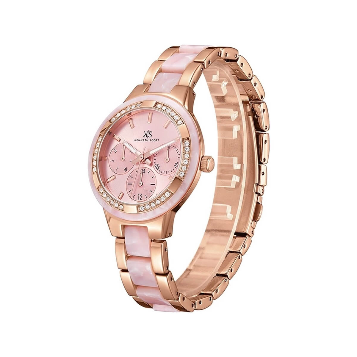 Kenneth Scott Women's Multi Function Pink Dial Watch - K24604-RCPP