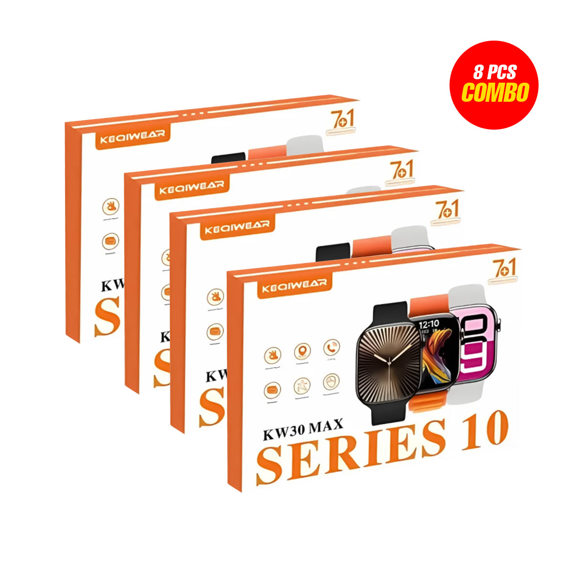 Keqiwear KW30 Max Smartwatch with 7 Strap (8 Pcs Combo Bundle)