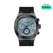 Lee Cooper Gents Multifunction Gun Case Black Silicone Band Light Blue Dial LC08150.001