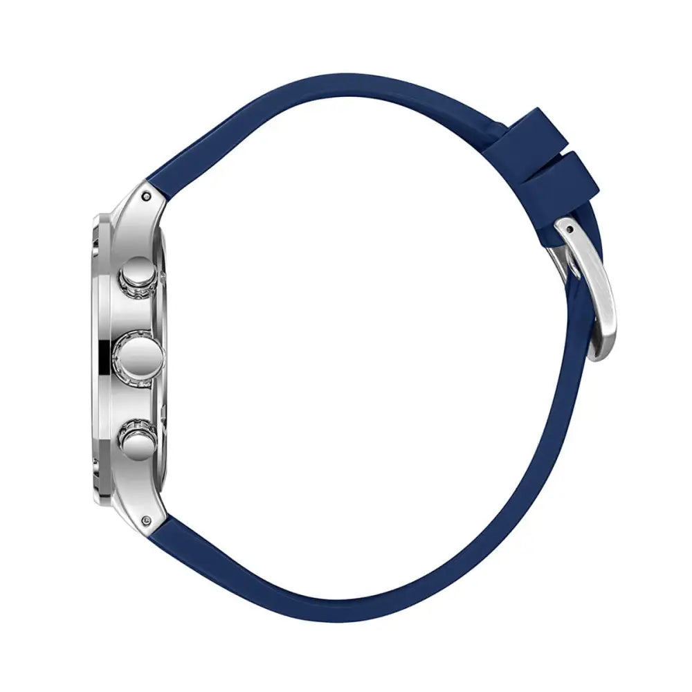 Lee Cooper Gents Multifunction Silver Case Dark Blue Silicone Band Dark Blue Dial LC08150.399