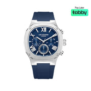 Lee Cooper Gents Multifunction Silver Case Dark Blue Silicone Band Dark Blue Dial LC08150.399