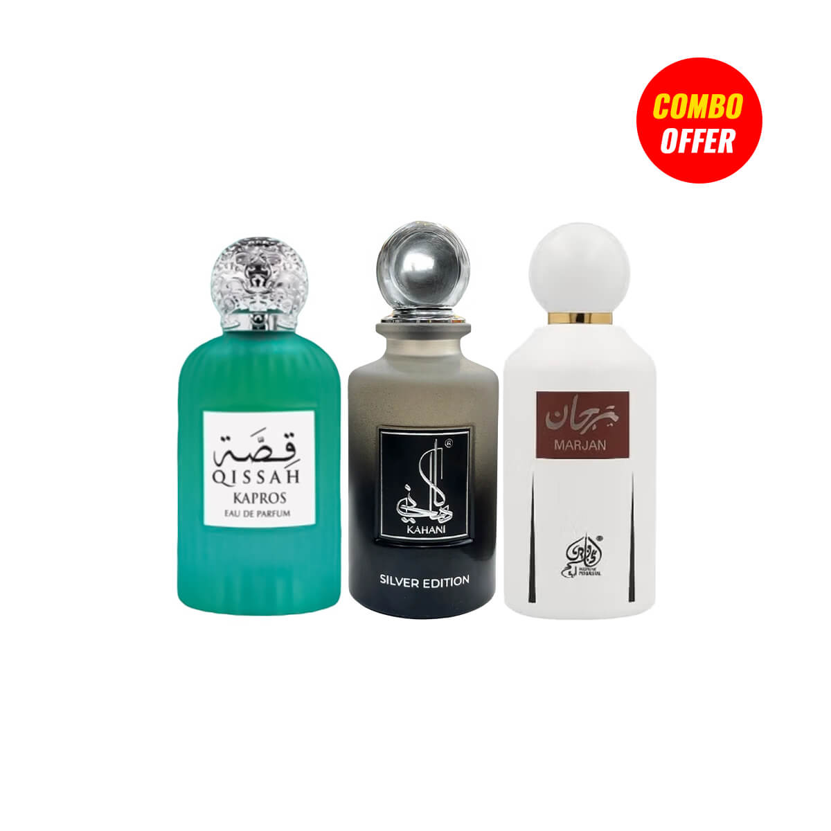 Wadi Al Kahleej Marjan, Qissah Kapros, Kahani Silver Edition Perfume Combo