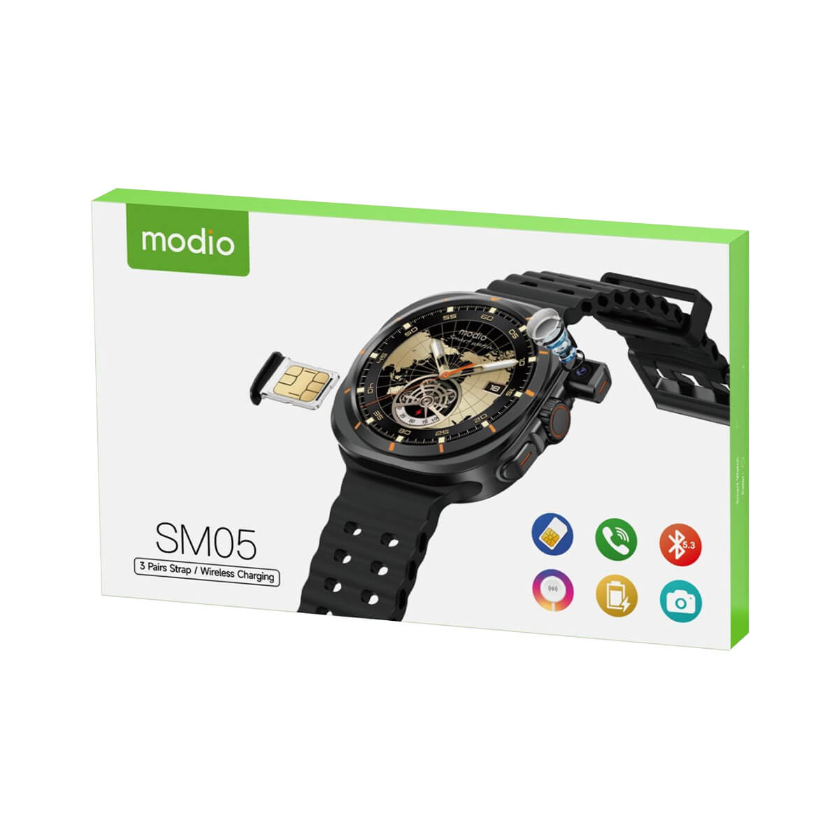 Modio Smartwatch SM05 with SIM + Camera (3 Strap)