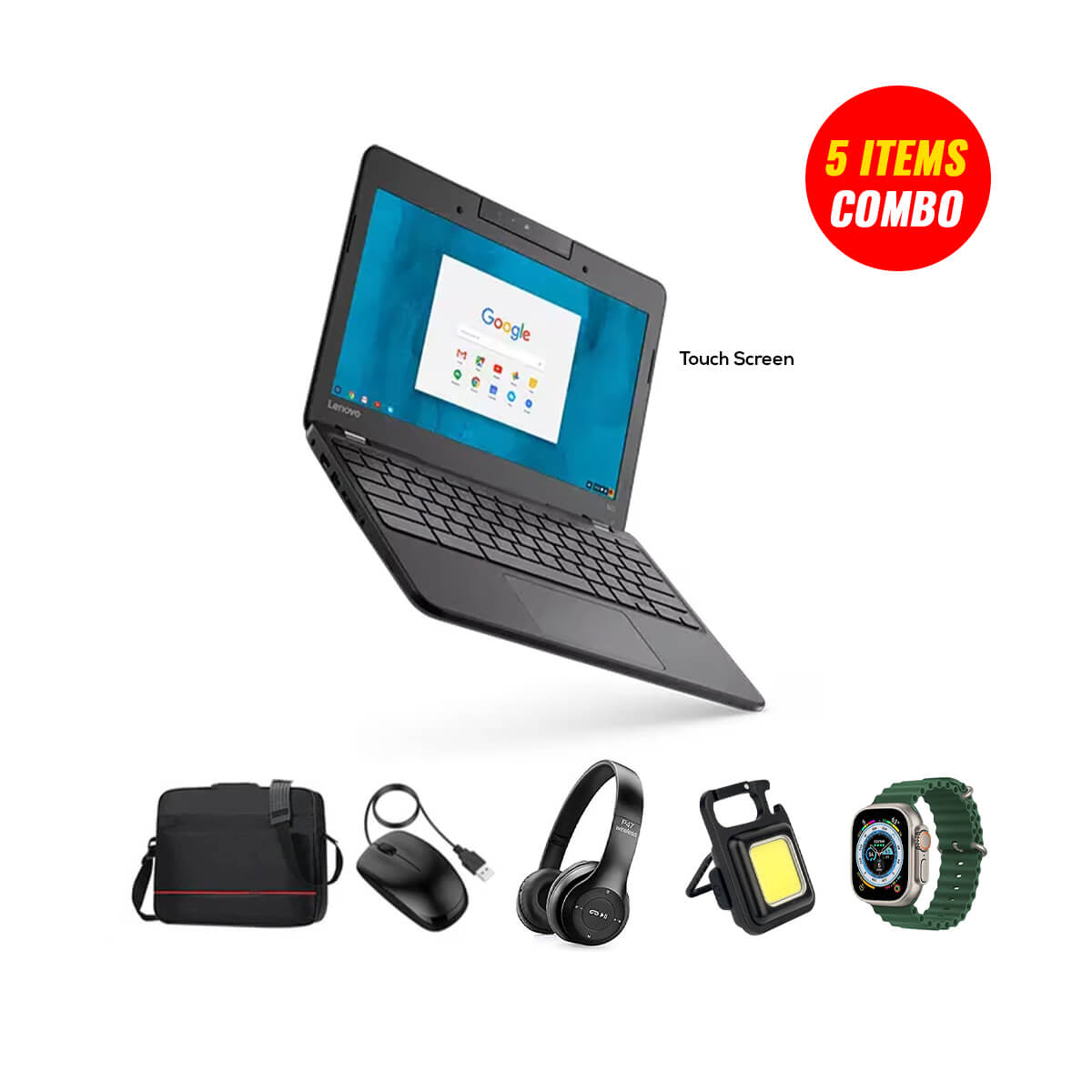 Used Lenovo Chromebook N22/N23 Non Touch 4GB RAM + 16GB Memory (4 Items Combo Bundle A)