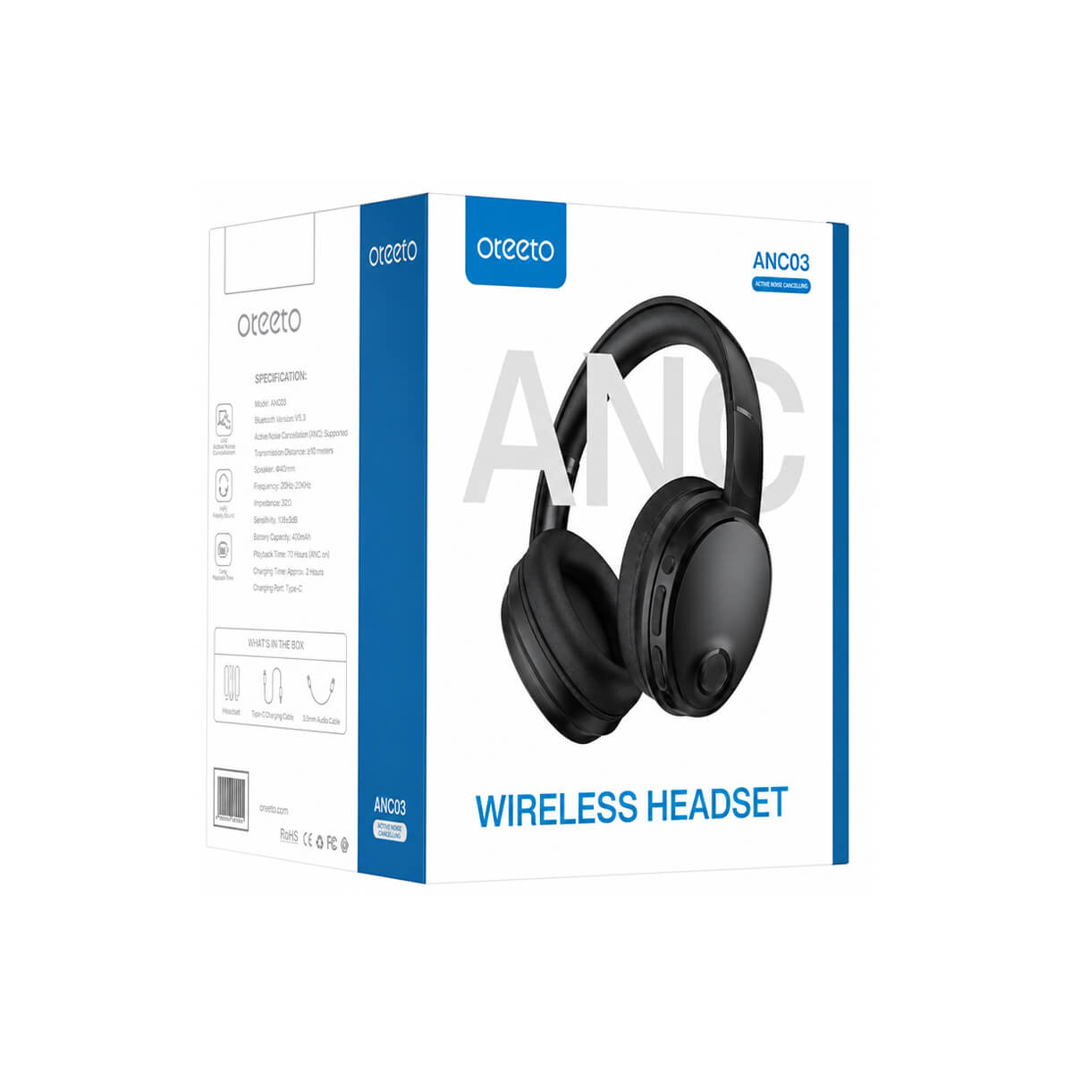 Oteeto ANC03 Wireless Headset - Black
