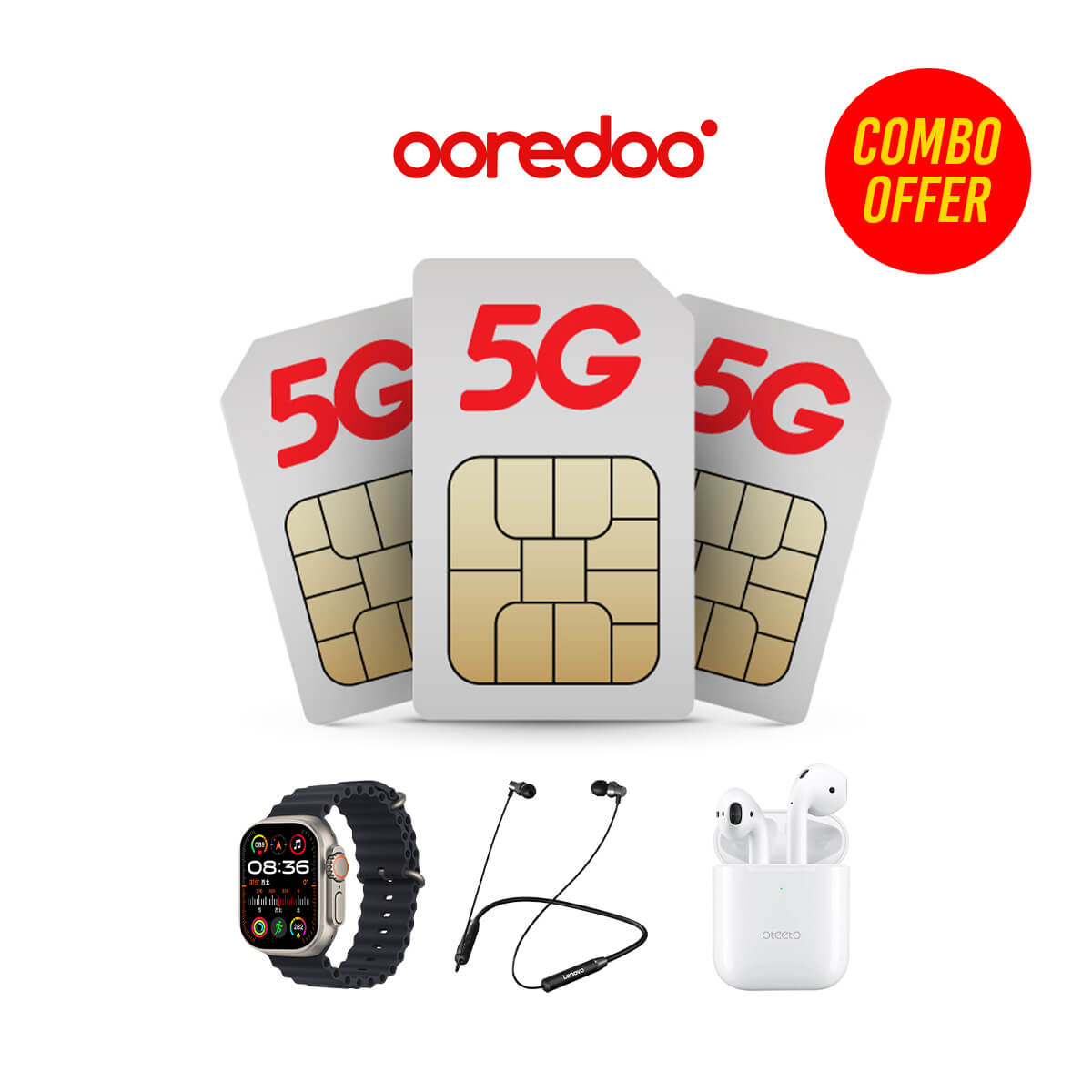 Ooredoo Prepaid 5G SIM (3 FREE Gift Bundle)