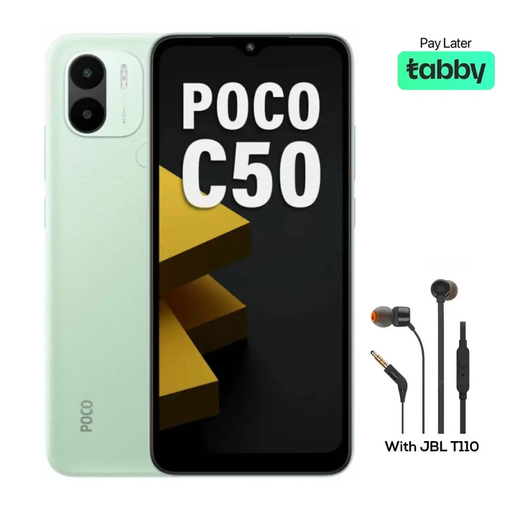 Poco C50 (2GB RAM + 32GB Memory) - Country Green with JBL Tune 110 Earphone