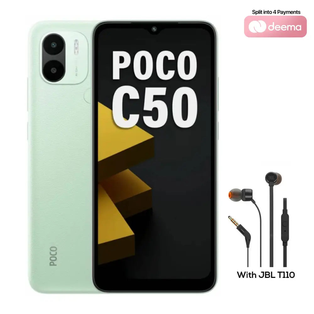 Poco C50 (2GB RAM + 32GB Memory) - Country Green with JBL Tune 110 Earphone