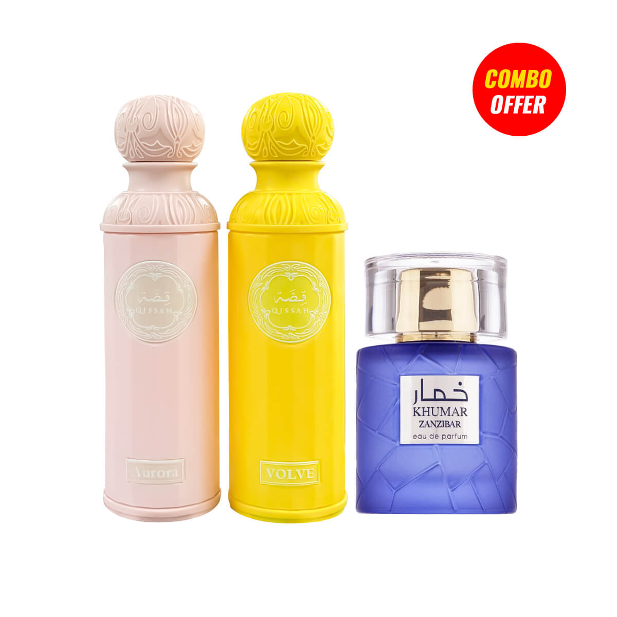 Qissah Aurora, Volve, Khumar Zanzibar Perfume Combo