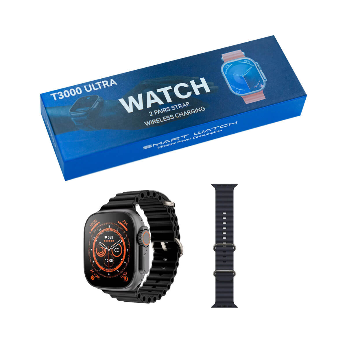T3000 Ultra Smartwatch with 2 Pairs Strap