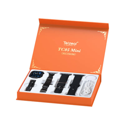 ساعة ذكية Telzeal TC05 Mini مقاس 38 مم مع 3 أحزمة
