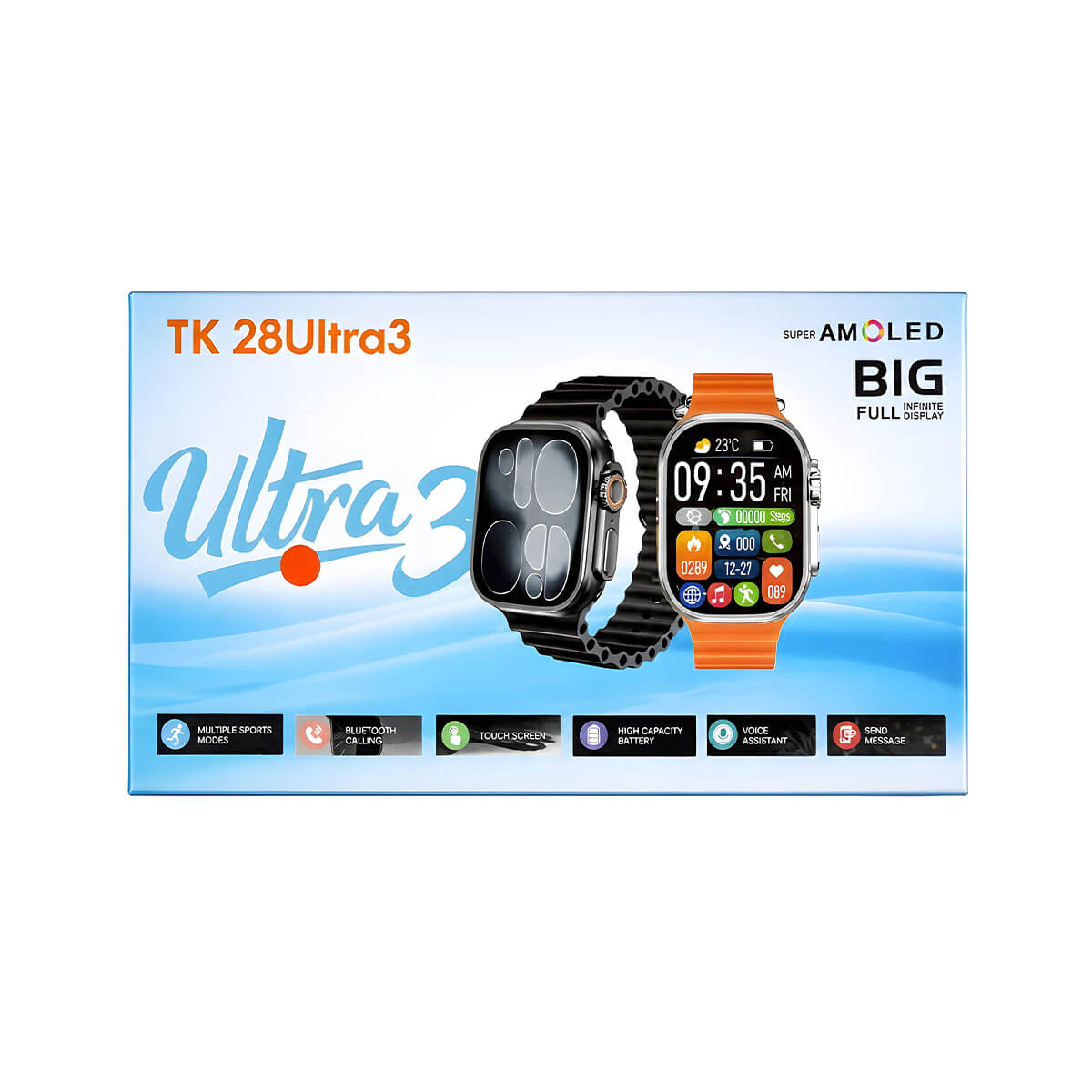 Smartwatch TK28 Ultra 3 Super AMOLED with 3 Strap
