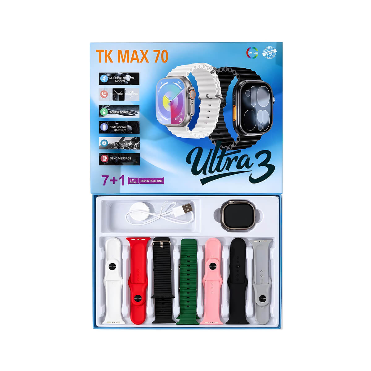 TK Max 70 Ultra 3 Smartwatch with 7 Straps